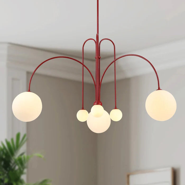 Lampada a sospensione moderna in vetro rotondo bianco