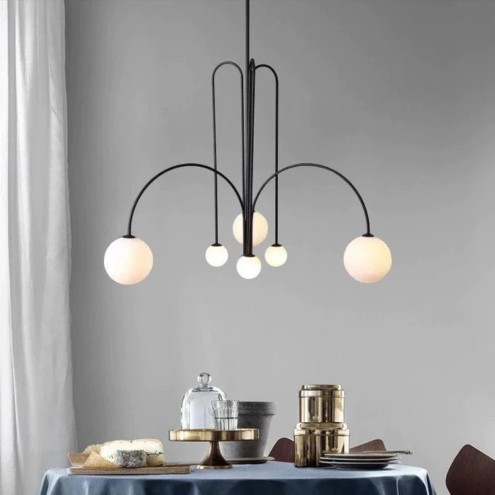 Lampada a sospensione moderna in vetro rotondo bianco
