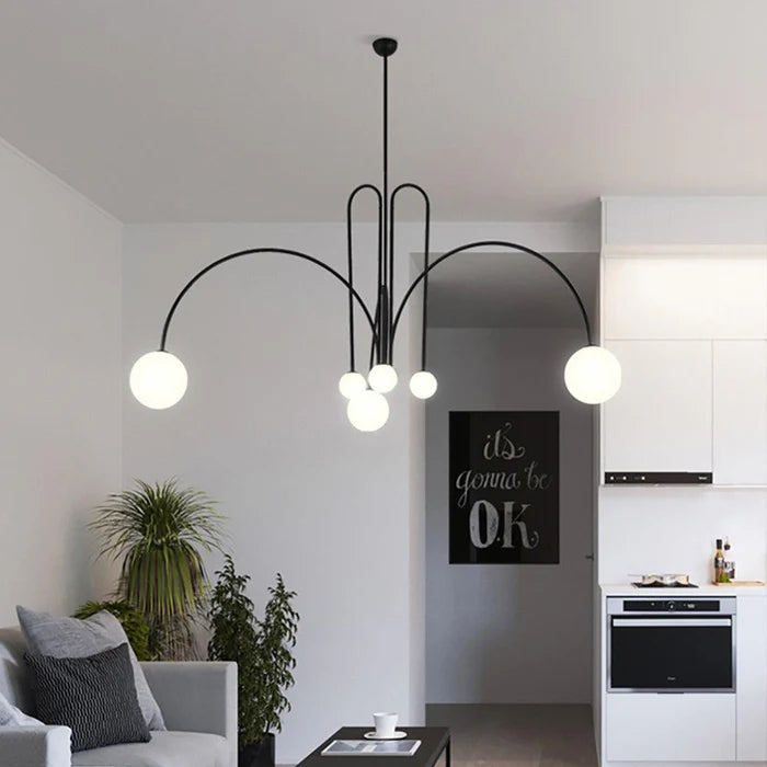 Lampada a sospensione moderna in vetro rotondo bianco