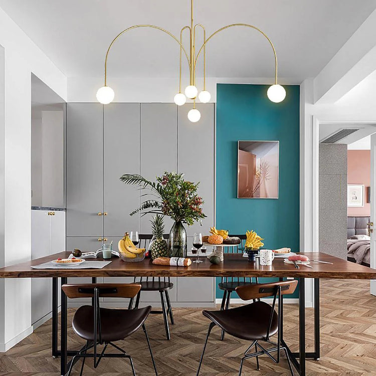 Moderne hvid rund glas pendellampe