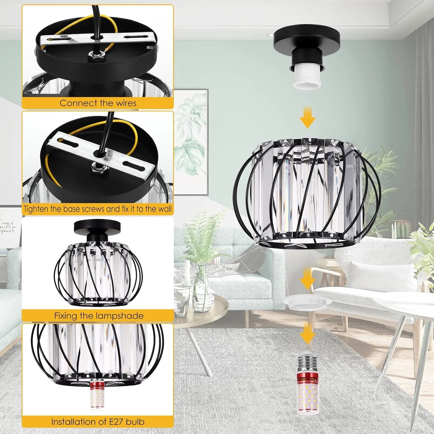 Plafonnier en verre de forme de lanterne créative moderne