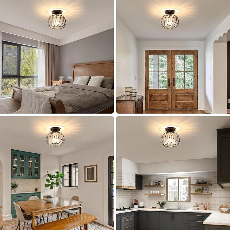 Moderne kreativ lanterneformet glasloftslampe