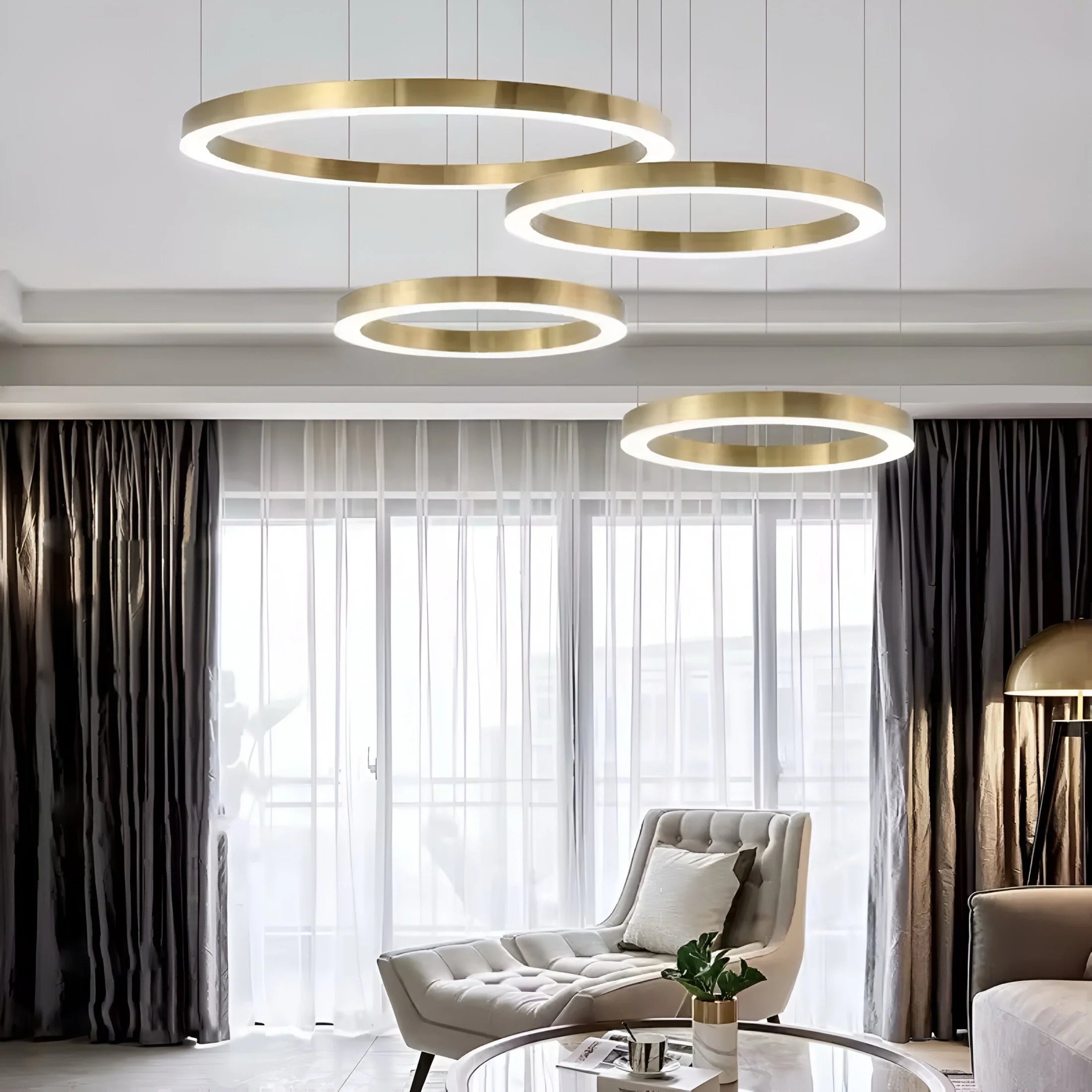 Lampada a sospensione a LED Halo in alluminio moderna regolabile