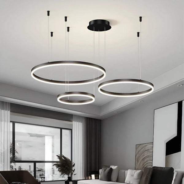 Moderne justerbar aluminium Halo LED pendel