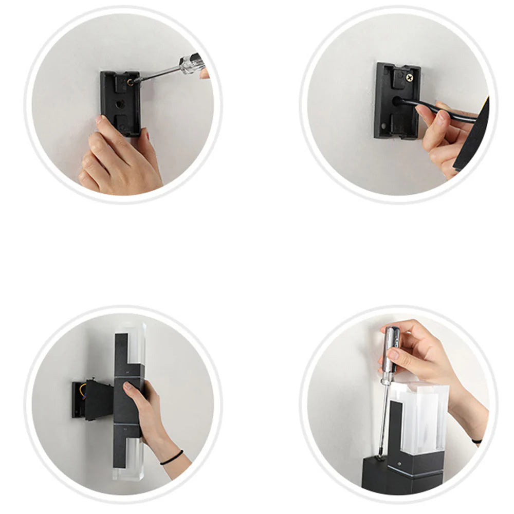 Lampada da parete per esterni a LED impermeabile nera, elegante e contemporanea