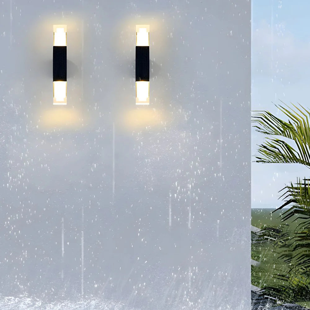 Lampada da parete per esterni a LED impermeabile nera, elegante e contemporanea