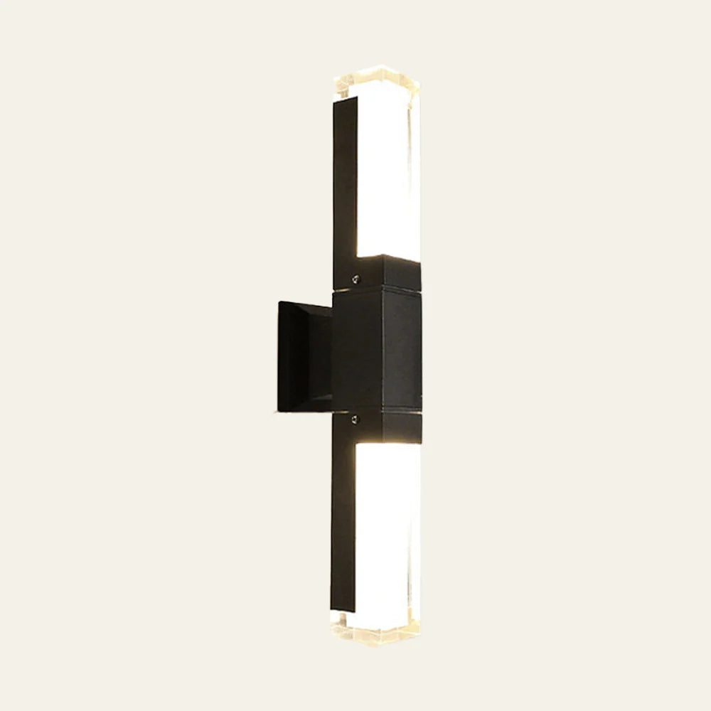 Lampada da parete per esterni a LED impermeabile nera, elegante e contemporanea