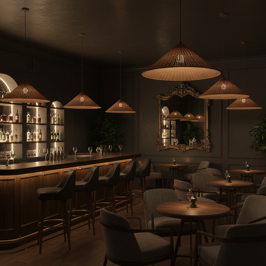 Boho Woven Scalloped Pendel Light