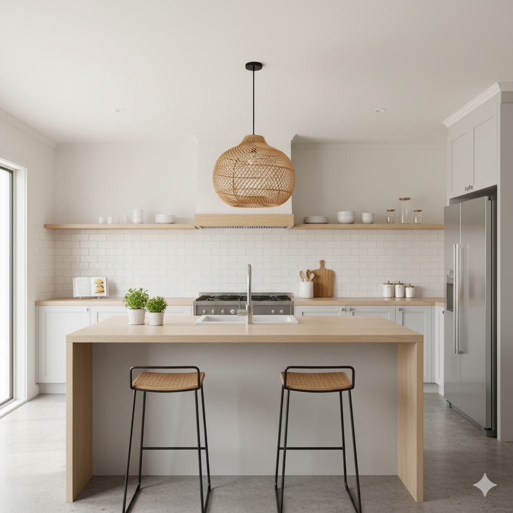 Retro Round Handwoven Rattan Pendant Light