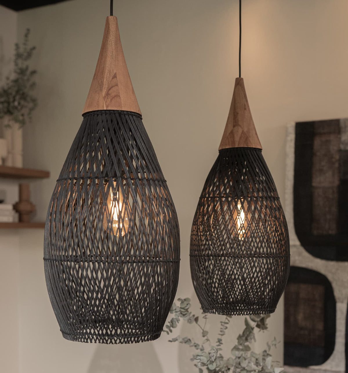 Glarefusion Vintage Rattan Woven Chandelier