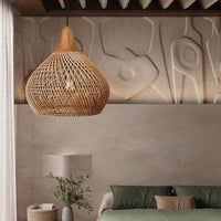 Glarefusion Vintage Rattan Woven Chandelier