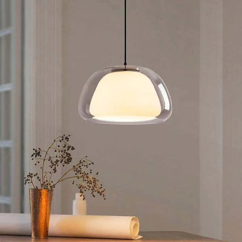 Lampada a sospensione moderna in vetro lattimo
