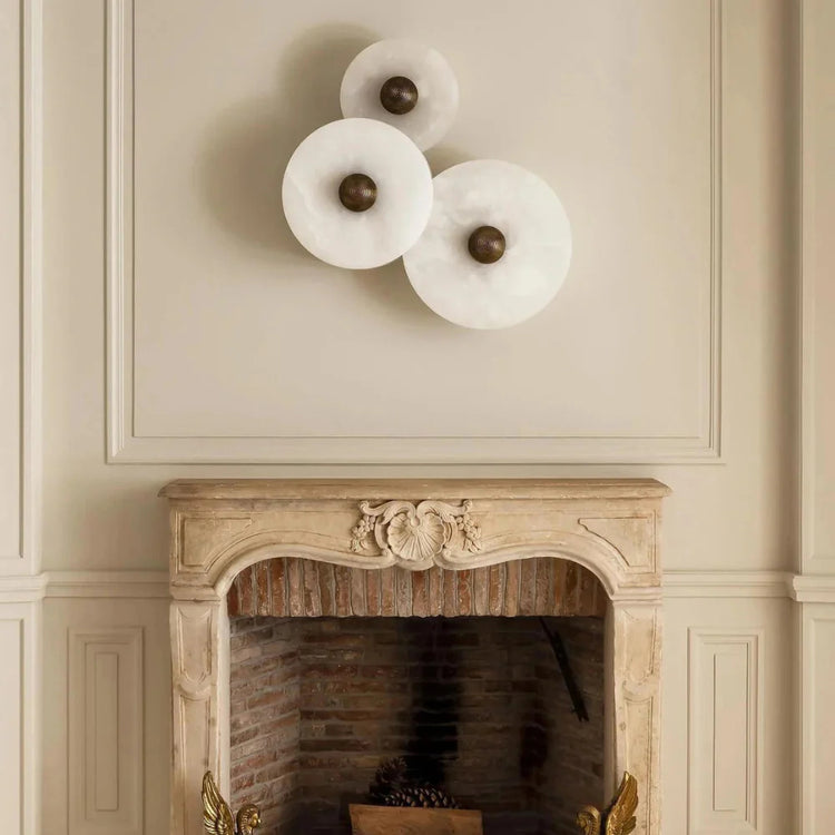 Moderne enkel rund alabast væglampe