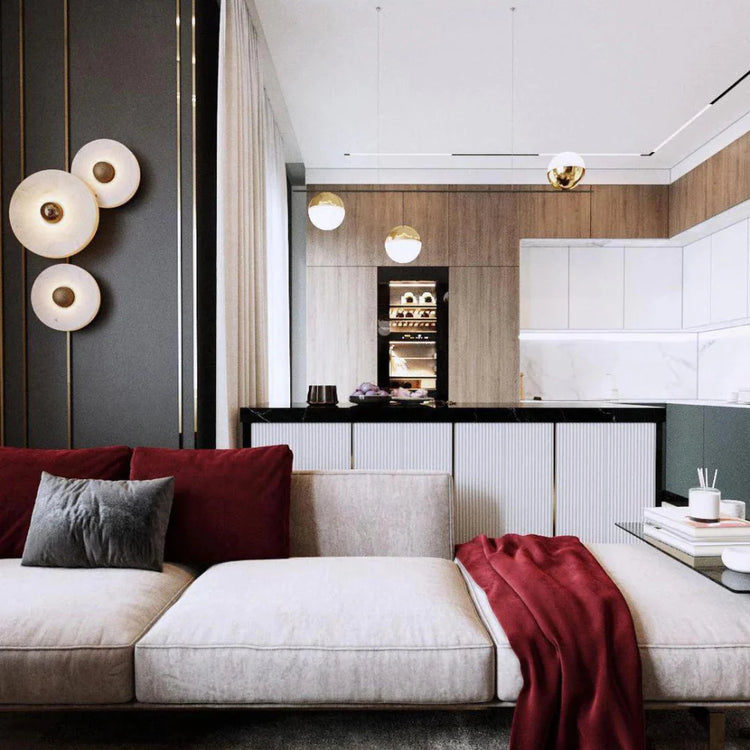 Moderne enkel rund alabast væglampe