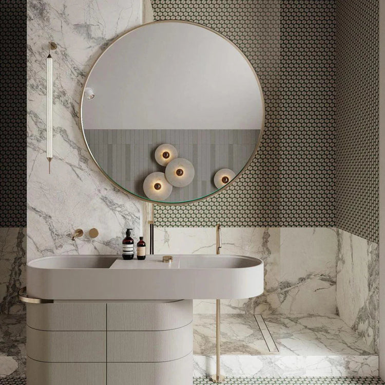 Moderne enkel rund alabast væglampe