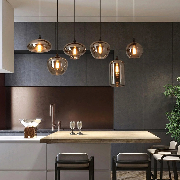 Moderne industrielle glaskombinationsrestaurantlysekrone