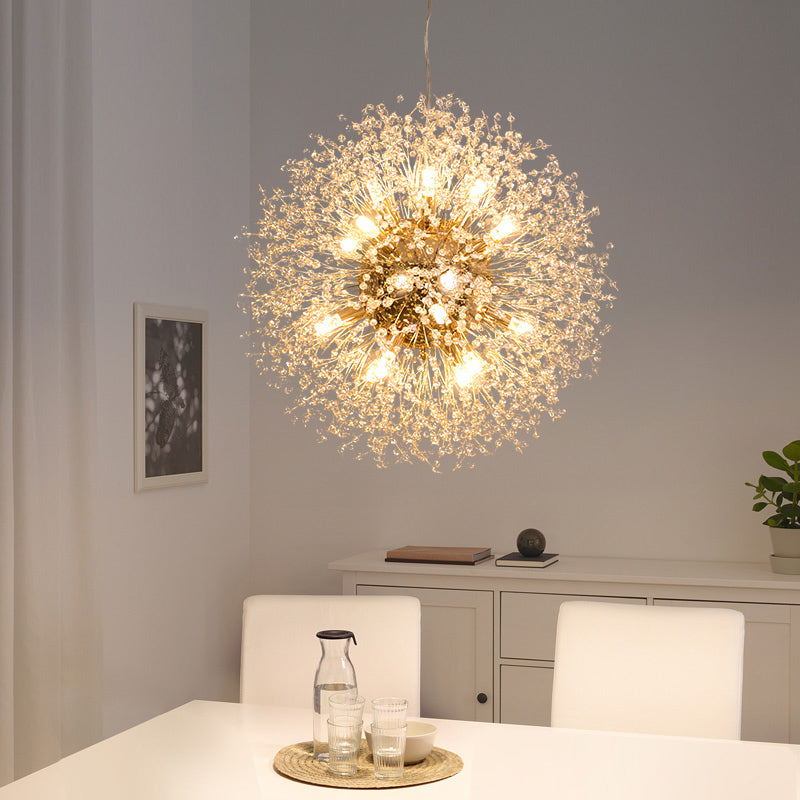 Lampada a sospensione in cristallo nordico con dente di leone