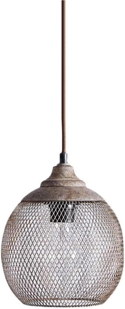 Lampada a sospensione rustica in rete metallica