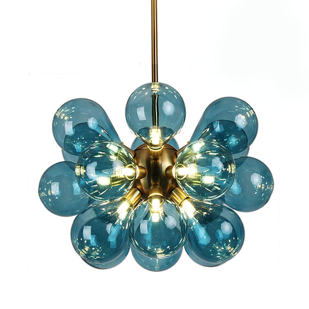 Lampadario moderno in vetro a bolle blu