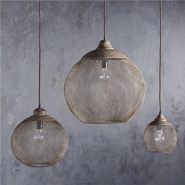 Rustic Metal Mesh Pendant Light