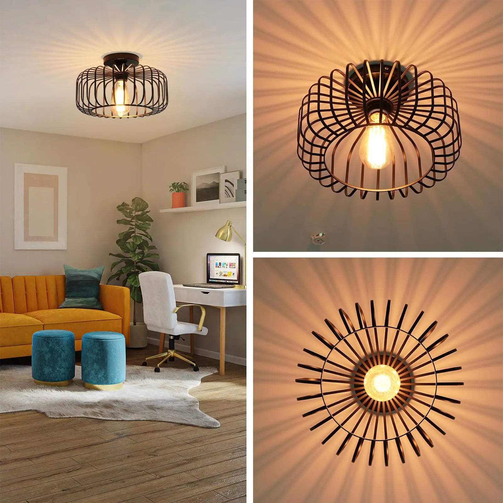 Mid-Century Modern Birdcage Ceiling Light