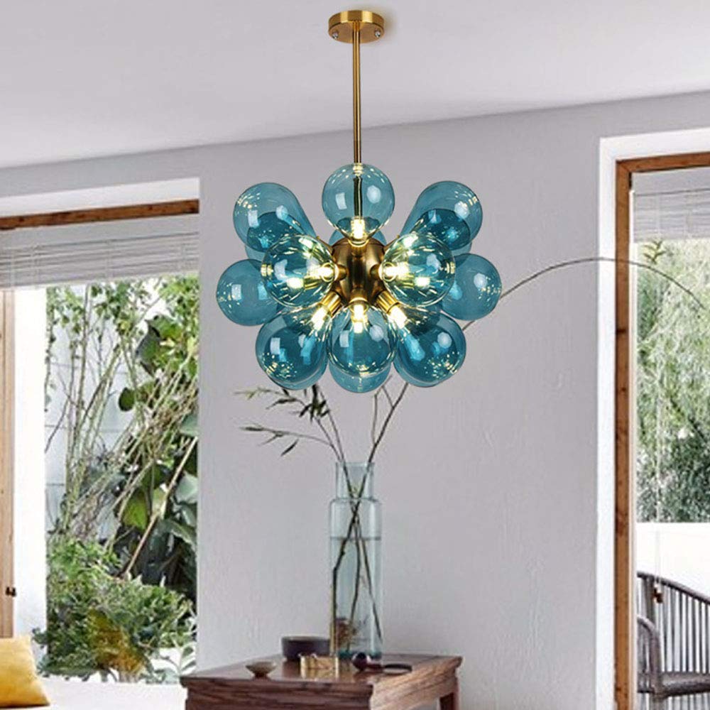 Moderne blå boble glas lysekrone