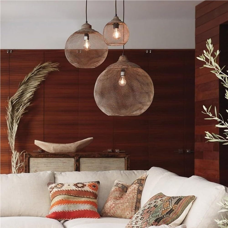 Rustic Metal Mesh Pendant Light