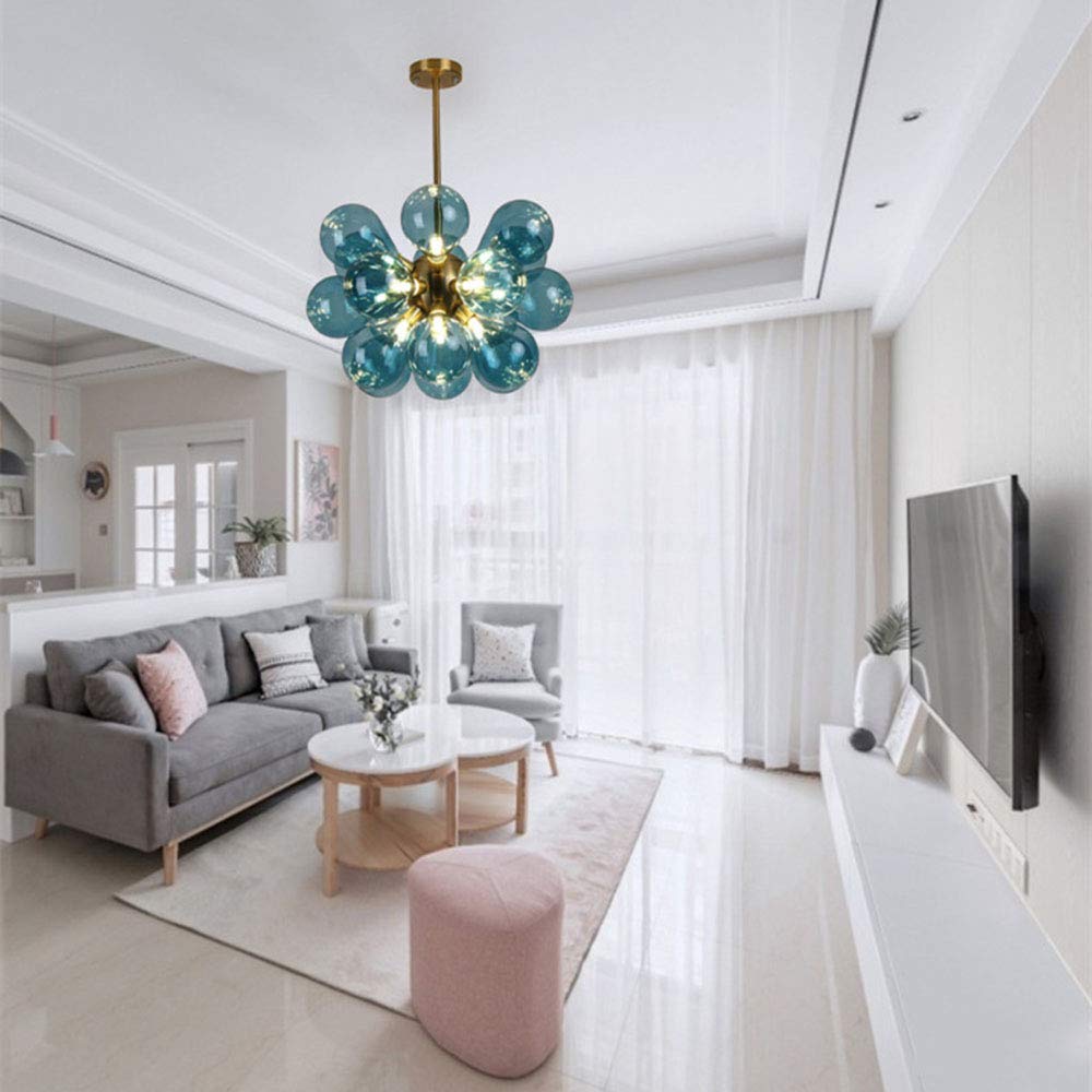 Moderne blå boble glas lysekrone