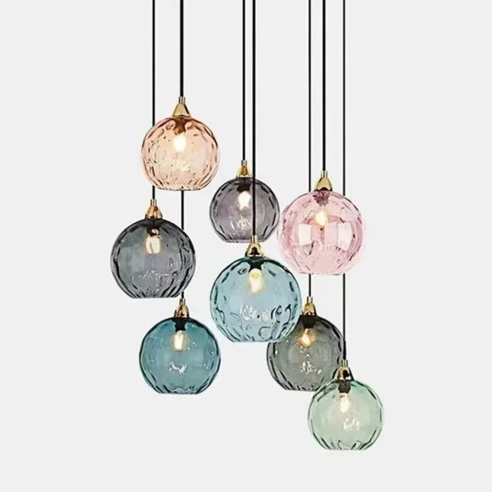 Glarefusion Modern Simple Colored Water Pattern Glass Ball Pendant Light