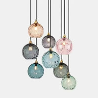 Glarefusion Modern Simple Colored Water Pattern Glass Ball Pendant Light