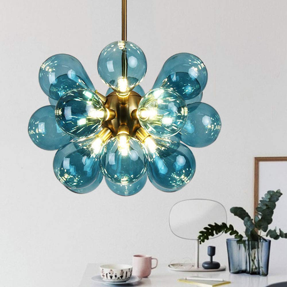 Moderne blå boble glas lysekrone