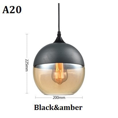 Nero geometrico moderno & Lampada a sospensione in vetro ambrato