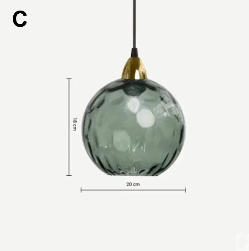 Glarefusion Moderne, einfache, farbige Glaskugel-Pendelleuchte mit Wassermuster