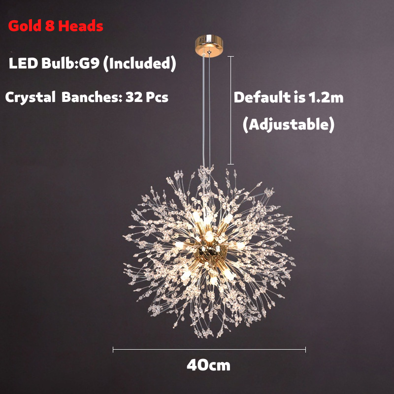 Lampada a sospensione in cristallo nordico con dente di leone
