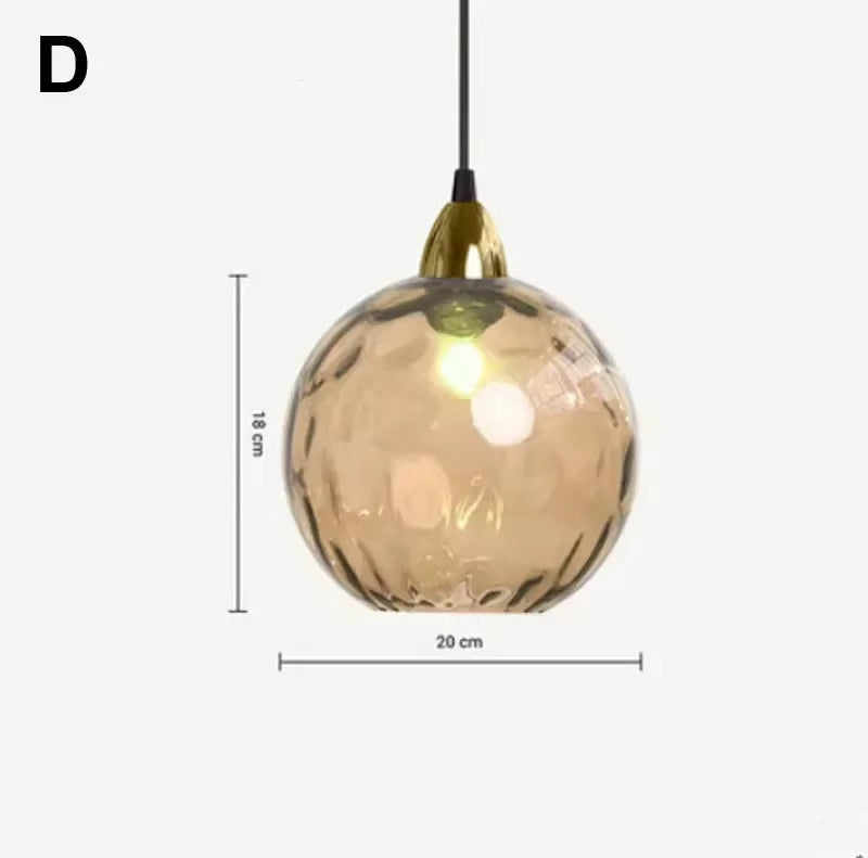 Glarefusion Moderne, einfache, farbige Glaskugel-Pendelleuchte mit Wassermuster