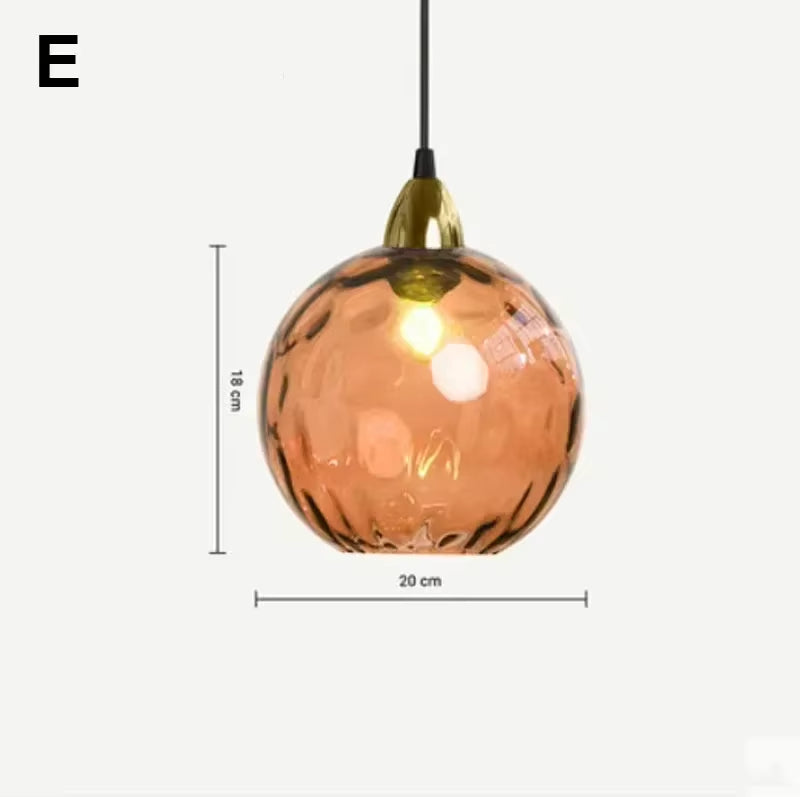 Glarefusion Moderne, einfache, farbige Glaskugel-Pendelleuchte mit Wassermuster