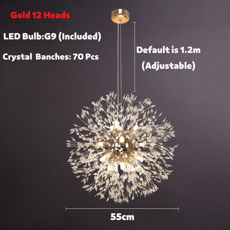 Lampada a sospensione in cristallo nordico con dente di leone