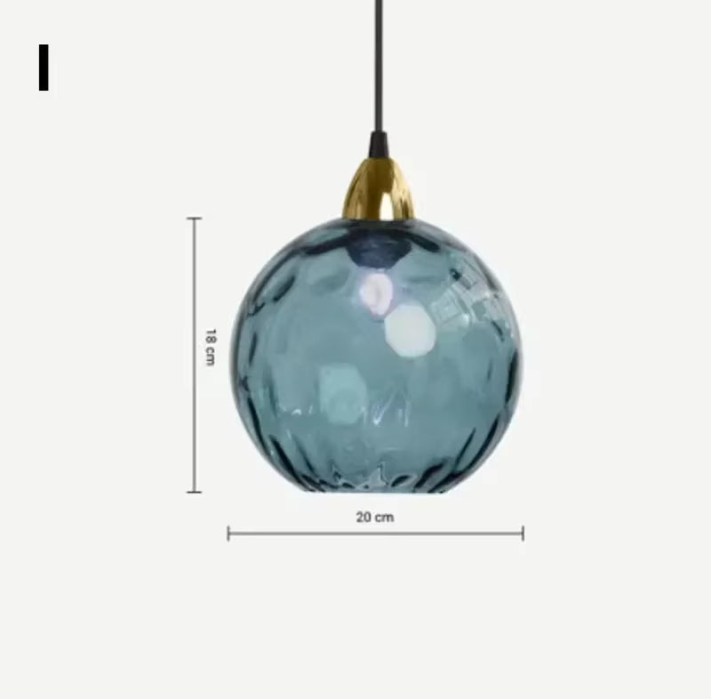 Glarefusion Modern Simple Colored Water Pattern Glass Ball Pendant Light