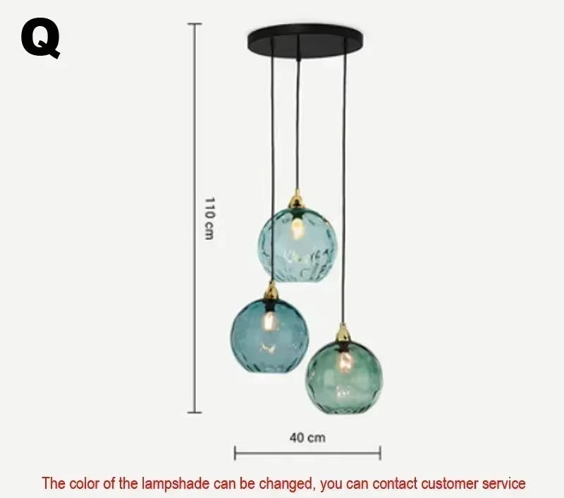 Glarefusion Modern Simple Colored Water Pattern Glass Ball Pendant Light