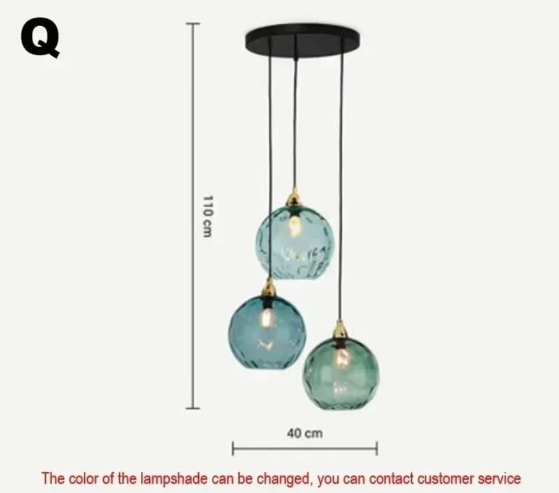 Lampada a sospensione moderna a sfera in vetro con motivo ad acqua colorata semplice Glarefusion