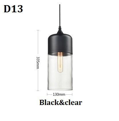 Modern Geometric Black & Amber Glass Pendant Light
