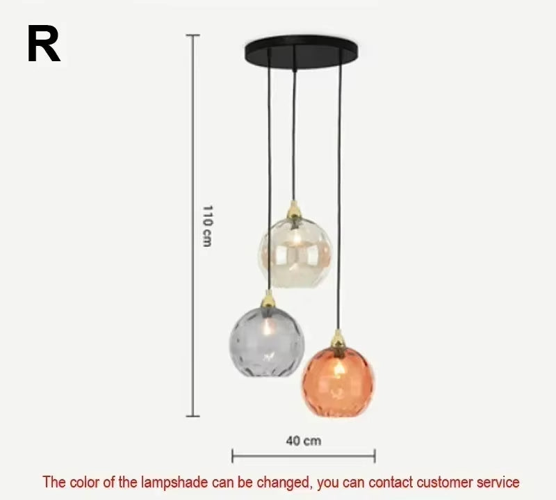 Glarefusion Modern Simple Colored Water Pattern Glass Ball Pendant Light