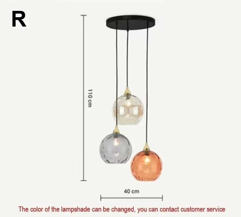 Lampada a sospensione moderna a sfera in vetro con motivo ad acqua colorata semplice Glarefusion