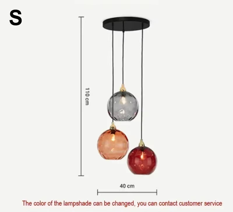 Glarefusion Modern Simple Colored Water Pattern Glass Ball Pendant Light