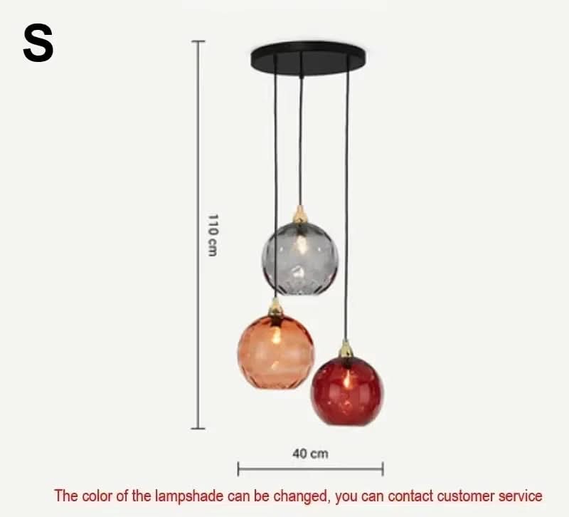 Lampada a sospensione moderna a sfera in vetro con motivo ad acqua colorata semplice Glarefusion