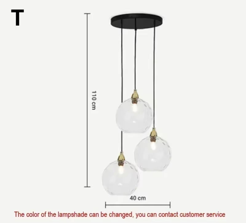 Glarefusion Modern Simple Colored Water Pattern Glass Ball Pendant Light