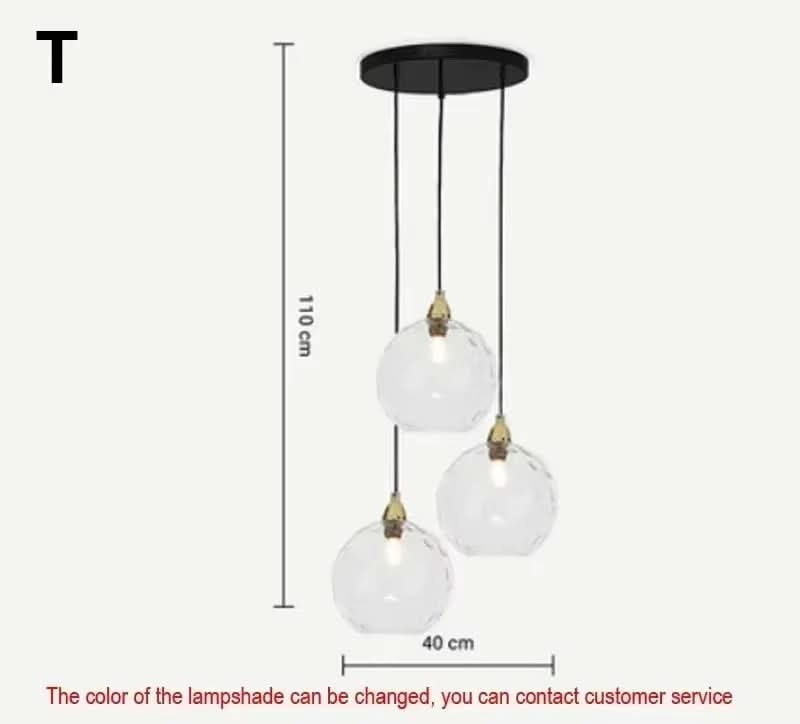 Lampada a sospensione moderna a sfera in vetro con motivo ad acqua colorata semplice Glarefusion