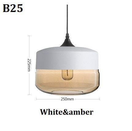 Nero geometrico moderno & Lampada a sospensione in vetro ambrato