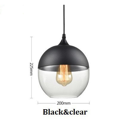 Nero geometrico moderno & Lampada a sospensione in vetro ambrato