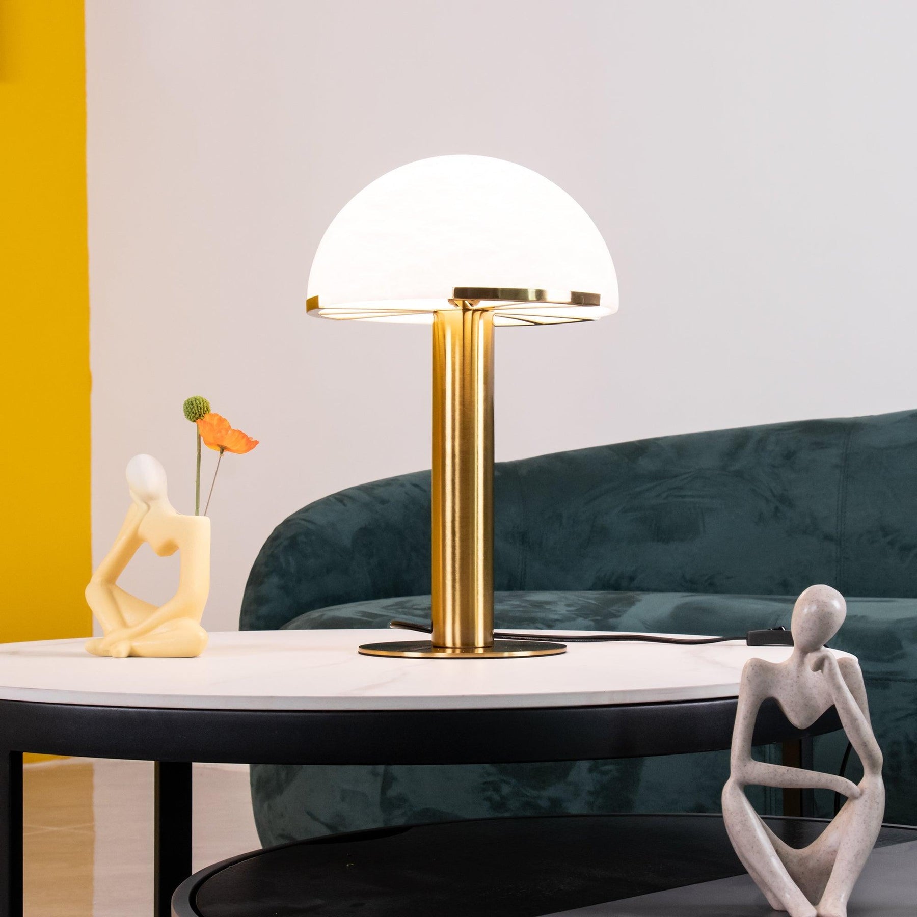 Stylish Round Mushroom Cap Alabaster Table Lamp